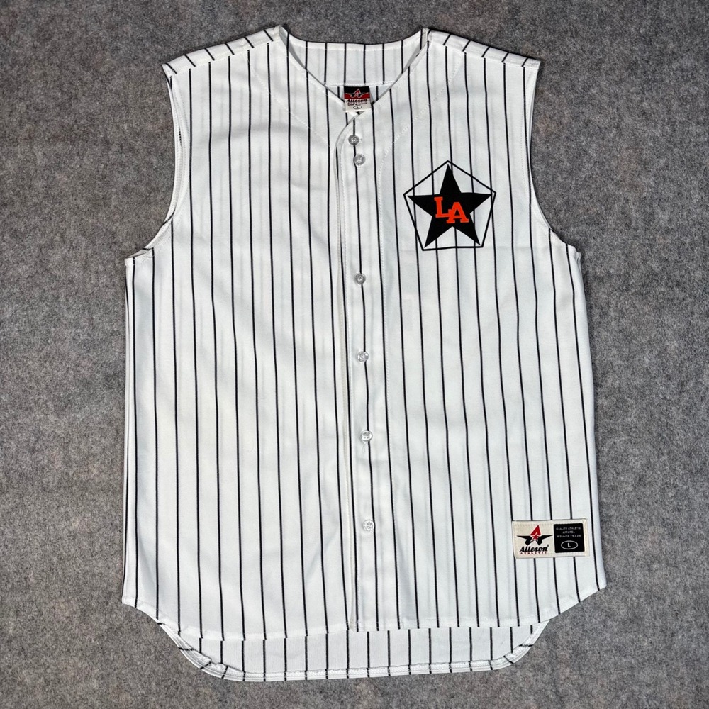 Alleson Athletic Baseball Jersey Mens L Los Altos LA Los Angeles Bachmann 48 vtg